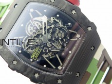 RM035-01 Forged Carbon Case KUF Best Edition Red Crown on Camouflage Rubber Strap MIYOTA8215
