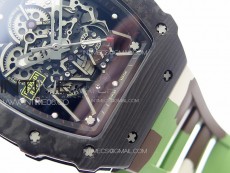 RM035-01 Forged Carbon Case KUF Best Edition Red Crown on Camouflage Rubber Strap MIYOTA8215