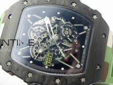 RM035-01 Forged Carbon Case KUF Best Edition Red Crown on Camouflage Rubber Strap MIYOTA8215