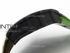 RM035-01 Forged Carbon Case KUF Best Edition Red Crown on Camouflage Rubber Strap MIYOTA8215