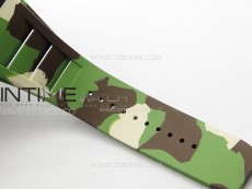 RM035-01 Forged Carbon Case KUF Best Edition Red Crown on Camouflage Rubber Strap MIYOTA8215