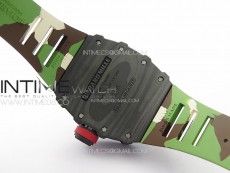 RM035-01 Forged Carbon Case KUF Best Edition Red Crown on Camouflage Rubber Strap MIYOTA8215