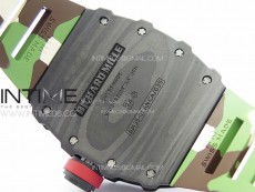RM035-01 Forged Carbon Case KUF Best Edition Red Crown on Camouflage Rubber Strap MIYOTA8215