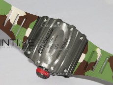 RM035-01 Forged Carbon Case KUF Best Edition Red Crown on Camouflage Rubber Strap MIYOTA8215