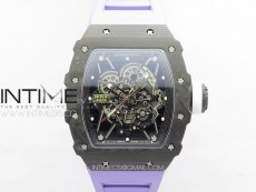 RM035-01 Forged Carbon Case KUF Best Edition White Crown on Purple Rubber Strap MIYOTA8215