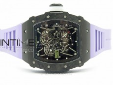 RM035-01 Forged Carbon Case KUF Best Edition White Crown on Purple Rubber Strap MIYOTA8215