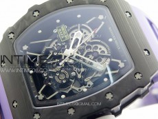 RM035-01 Forged Carbon Case KUF Best Edition White Crown on Purple Rubber Strap MIYOTA8215