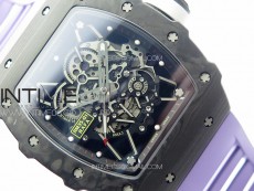 RM035-01 Forged Carbon Case KUF Best Edition White Crown on Purple Rubber Strap MIYOTA8215