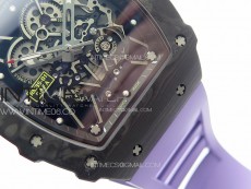 RM035-01 Forged Carbon Case KUF Best Edition White Crown on Purple Rubber Strap MIYOTA8215