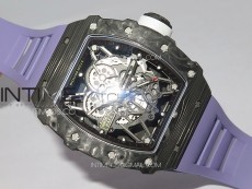 RM035-01 Forged Carbon Case KUF Best Edition White Crown on Purple Rubber Strap MIYOTA8215
