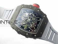 RM035-01 Forged Carbon Case KUF Best Edition Red Crown on Gray Rubber Strap MIYOTA8215