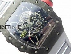 RM035-01 Forged Carbon Case KUF Best Edition Red Crown on Gray Rubber Strap MIYOTA8215