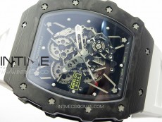 RM035-01 Forged Carbon Case KVF Best Edition White Crown on White Rubber Strap MIYOTA8215