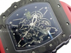 RM035-01 Forged Carbon Case KUF Best Edition Red Crown on Red Rubber Strap MIYOTA8215