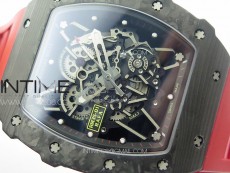 RM035-01 Forged Carbon Case KUF Best Edition Red Crown on Red Rubber Strap MIYOTA8215