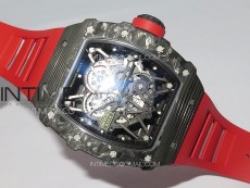 RM035-01 Forged Carbon Case KUF Best Edition Red Crown on Red Rubber Strap MIYOTA8215