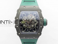 RM035-01 Forged Carbon Case KUF Best Edition Black Crown on Green Rubber Strap MIYOTA8215