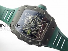 RM035-01 Forged Carbon Case KUF Best Edition Black Crown on Green Rubber Strap MIYOTA8215