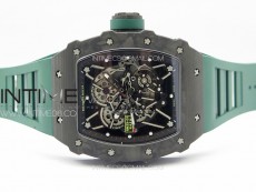 RM035-01 Forged Carbon Case KUF Best Edition Black Crown on Green Rubber Strap MIYOTA8215