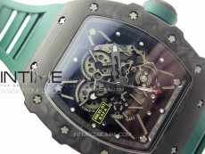 RM035-01 Forged Carbon Case KUF Best Edition Black Crown on Green Rubber Strap MIYOTA8215