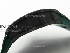 RM035-01 Forged Carbon Case KUF Best Edition Black Crown on Green Rubber Strap MIYOTA8215
