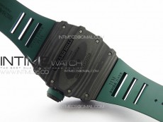 RM035-01 Forged Carbon Case KUF Best Edition Black Crown on Green Rubber Strap MIYOTA8215