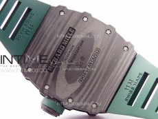 RM035-01 Forged Carbon Case KUF Best Edition Black Crown on Green Rubber Strap MIYOTA8215