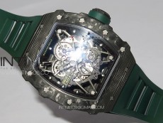 RM035-01 Forged Carbon Case KUF Best Edition Black Crown on Green Rubber Strap MIYOTA8215