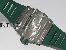 RM035-01 Forged Carbon Case KUF Best Edition Black Crown on Green Rubber Strap MIYOTA8215