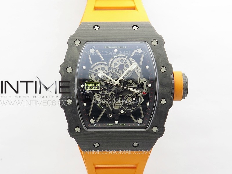 RM035-01 Forged Carbon Case KUF Best Edition Orange Crown on Orange Rubber Strap MIYOTA8215 RM035-01 Forged Carbon Case KUF Best Edition Orange Crown on Orange Rubber Strap MIYOTA8215