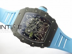 RM035-01 Forged Carbon Case KUF Best Edition Blue Crown on Blue Rubber Strap MIYOTA8215