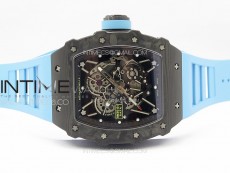 RM035-01 Forged Carbon Case KUF Best Edition Blue Crown on Blue Rubber Strap MIYOTA8215