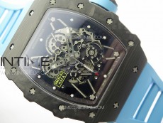 RM035-01 Forged Carbon Case KUF Best Edition Blue Crown on Blue Rubber Strap MIYOTA8215