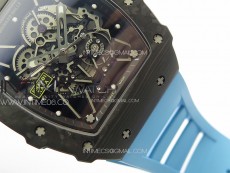 RM035-01 Forged Carbon Case KUF Best Edition Blue Crown on Blue Rubber Strap MIYOTA8215