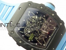 RM035-01 Forged Carbon Case KUF Best Edition Blue Crown on Blue Rubber Strap MIYOTA8215