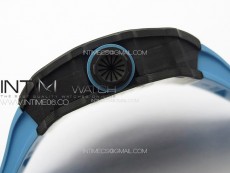 RM035-01 Forged Carbon Case KUF Best Edition Blue Crown on Blue Rubber Strap MIYOTA8215