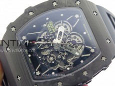 RM035-01 Forged Carbon Case KUF Best Edition Red Crown on Black Rubber Strap MIYOTA8215