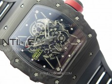 RM035-01 Forged Carbon Case KUF Best Edition Red Crown on Black Rubber Strap MIYOTA8215