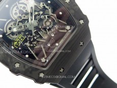 RM035-01 Forged Carbon Case KUF Best Edition Red Crown on Black Rubber Strap MIYOTA8215