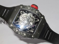RM035-01 Forged Carbon Case KUF Best Edition Red Crown on Black Rubber Strap MIYOTA8215