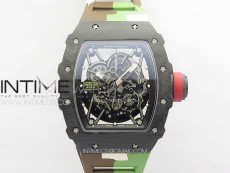 RM035-02 Forged Carbon Case KUF Best Edition Red Crown on Camouflage Rubber Strap MIYOTA8215