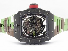 RM035-02 Forged Carbon Case KUF Best Edition Red Crown on Camouflage Rubber Strap MIYOTA8215