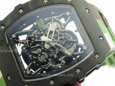RM035-02 Forged Carbon Case KUF Best Edition Red Crown on Camouflage Rubber Strap MIYOTA8215