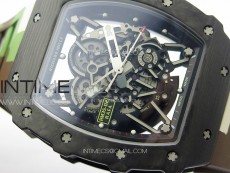 RM035-02 Forged Carbon Case KUF Best Edition Red Crown on Camouflage Rubber Strap MIYOTA8215