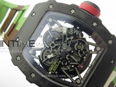 RM035-02 Forged Carbon Case KUF Best Edition Red Crown on Camouflage Rubber Strap MIYOTA8215