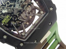 RM035-02 Forged Carbon Case KUF Best Edition Red Crown on Camouflage Rubber Strap MIYOTA8215