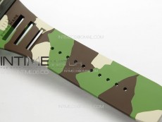 RM035-02 Forged Carbon Case KUF Best Edition Red Crown on Camouflage Rubber Strap MIYOTA8215