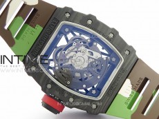 RM035-02 Forged Carbon Case KUF Best Edition Red Crown on Camouflage Rubber Strap MIYOTA8215
