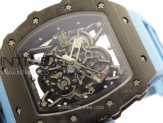 RM035-02 Forged Carbon Case KVF Best Edition Blue Crown on Blue Rubber Strap MIYOTA8215