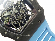 RM035-02 Forged Carbon Case KVF Best Edition Blue Crown on Blue Rubber Strap MIYOTA8215